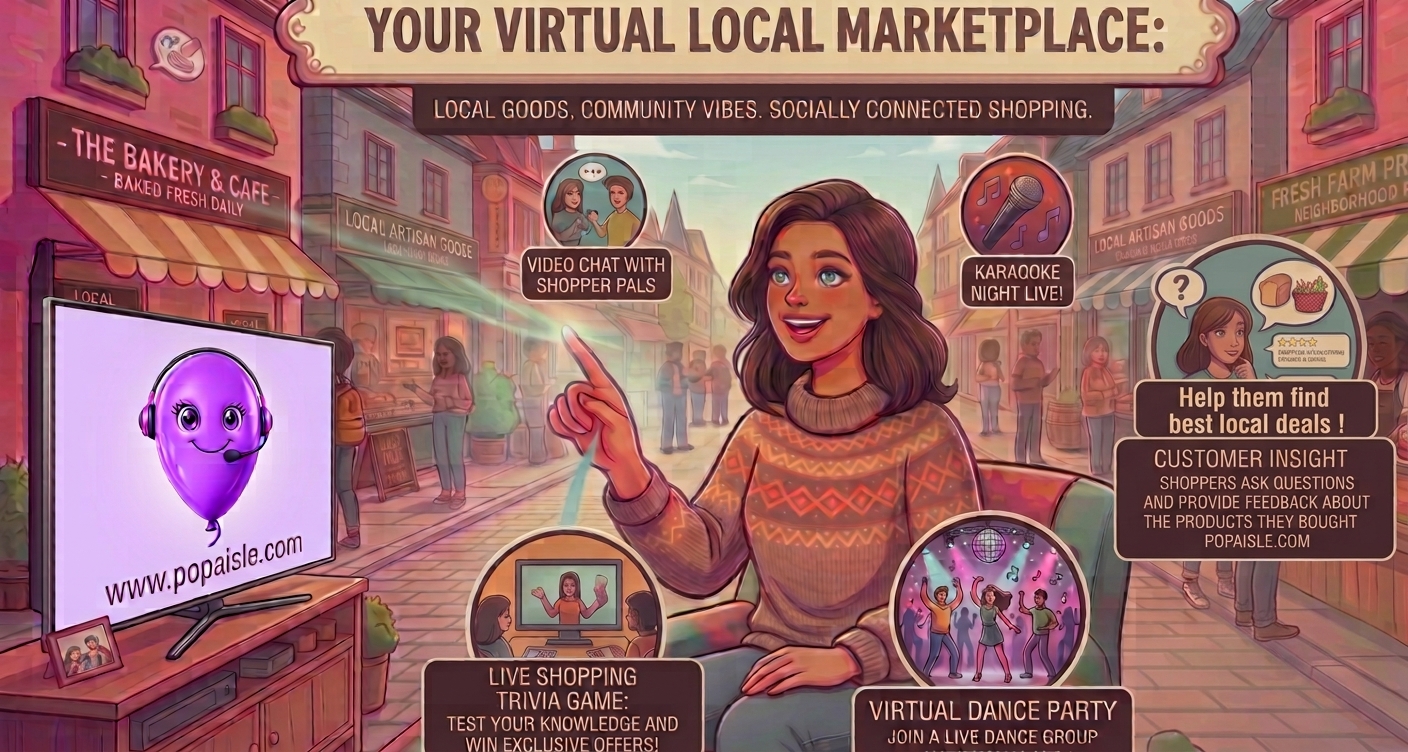 Shopper enjoying the virtual neighborhood marketplace